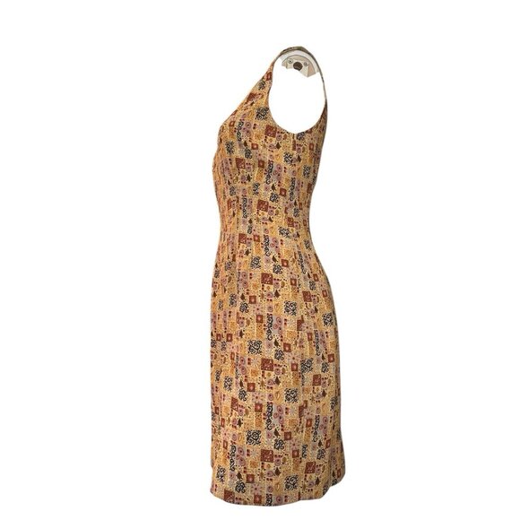 Sunny Names Size 8 Gold Geometric Print Lined Shift Dress USA Sony Pictures - Picture 2 of 7